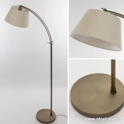 Straluma Klassieke vloerlamp brons met creme kap><noscript><img width=