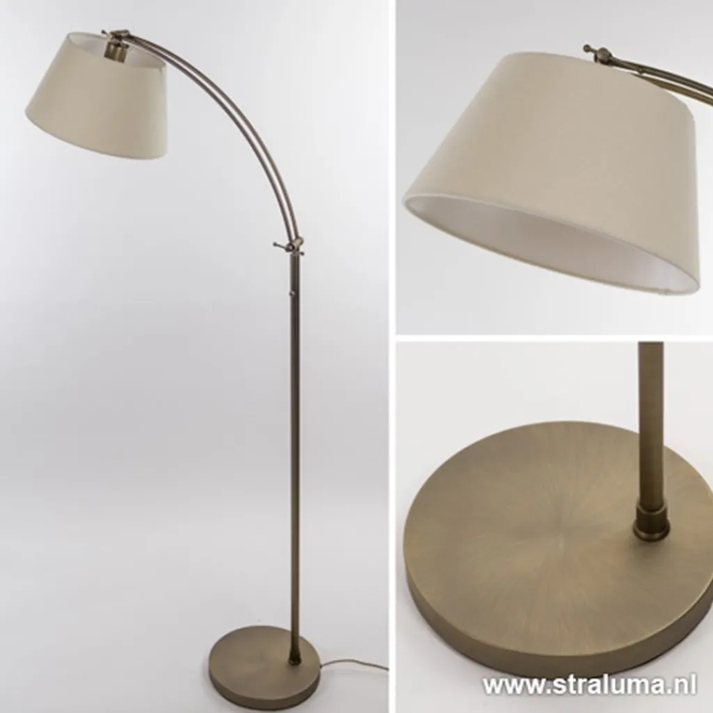 Straluma Klassieke vloerlamp brons met creme kap> Leeslampen|Woonkamerlampen