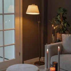 Straluma Klassieke vloerlamp brons met creme kap><noscript><img width=