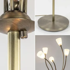 Straluma Klassieke vloerlamp brons met wit gevlamd glas en dimbaar LED><noscript><img width=