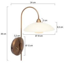 Straluma Klassieke wandlamp brons met creme glas incl LED><noscript><img width=