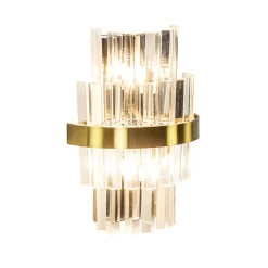 Straluma Klassieke wandlamp brushed brass met helder kristal> Wandlampen|Klassieke Verlichting