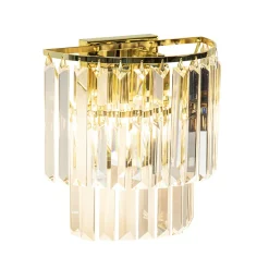 Straluma Klassieke wandlamp goud met helder glazen pegels> Wandlampen|Klassieke Verlichting