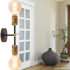 Straluma Klassieke wandlamp zwart-antiek brons><noscript><img width=