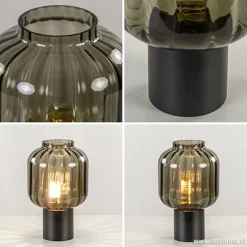 Straluma Kleine glazen tafellamp grijs/zwart><noscript><img width=
