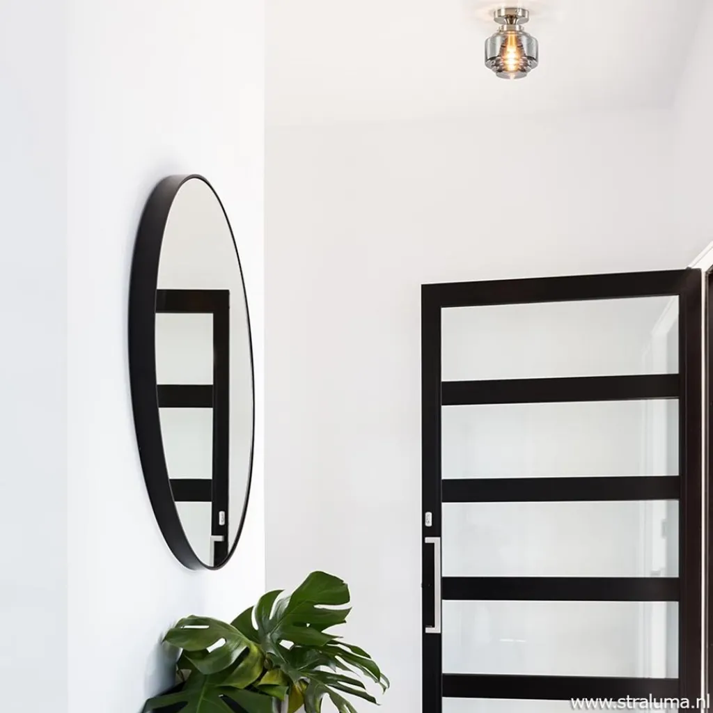 Straluma Kleine plafondlamp hal/toilet met smokey glazen kap> Woonkamerlampen|Slaapkamerlampen