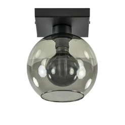 Straluma Kleine plafondlamp zwart met smoke glas 20 cm> Keukenverlichting|Plafondlampen