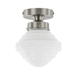 Straluma Kleine plafonnière staal met wit glas> Plafonnières|Keukenverlichting