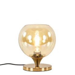 Straluma Kleine tafellamp goud met amber kleurig glas> Woonkamerlampen|Slaapkamerlampen