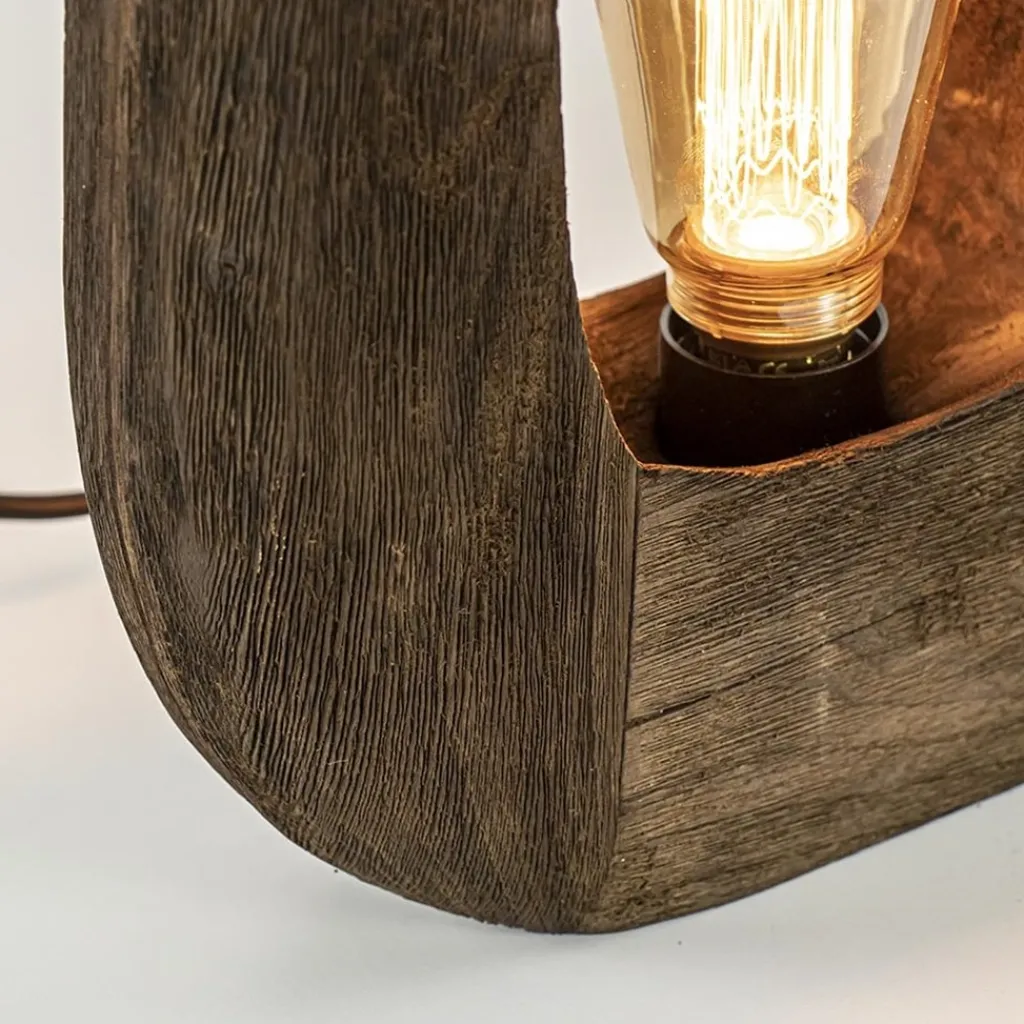 Straluma Kleine tafellamp Kelafo hout chocolade bruin> Light and Living|Woonkamerlampen