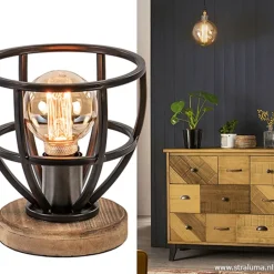 Straluma Kleine tafellamp Matrix zwart met hout><noscript><img width=