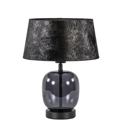 Straluma Kleine tafellamp zwart glas met stoffen kap> Tafellampen|Schemerlampen