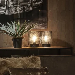 Straluma Kleine tafellamp zwart met smoke glazen kap><noscript><img width=