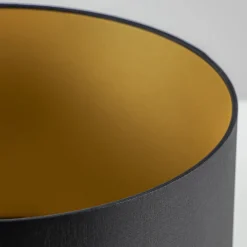 Straluma Lampenkap zwart/goud cilinder met gouden binnenzijde, hoogte 20cm, Ø 35cm, warm omgeslagen> Lampenkappen|Landelijke Verlichting
