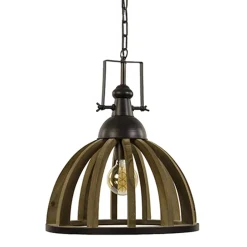 Straluma Landelijk hanglamp Djem hout/zink> Light and Living|Woonkamerlampen