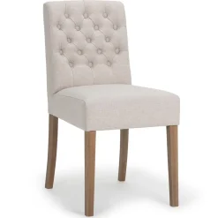 Straluma Landelijke eetkamerstoel stof met eiken pootjes> Eetkamerstoelen