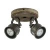 Straluma Landelijke 2-lichts opbouwspot gun metal met hout> Opbouwspots|Woonkamerlampen