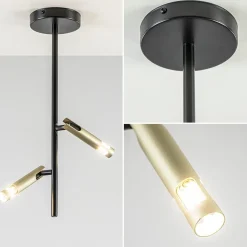 Straluma Landelijke plafondlamp zwart met goud G9><noscript><img width=