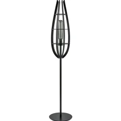 Straluma Landelijke vloerlamp mat zwart met houten kap> Vloerlampen|Botanische Verlichting