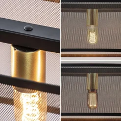 Straluma Langwerpige hanglamp mat zwart metaal met goud><noscript><img width=