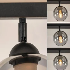 Straluma Langwerpige plafondlamp mat zwart met smoke glazen bollen><noscript><img width=