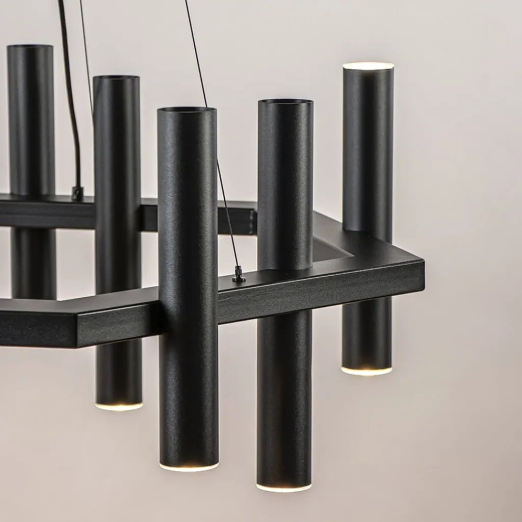 Straluma 12-Lichts design hanglamp 6-hoekig mat zwart> Hanglampen|Eettafellampen