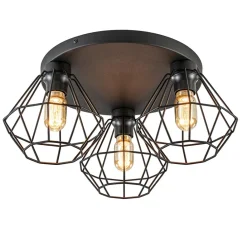 Straluma 3-Lichts draadlamp diamant mat zwart> Draadlampen|Keukenverlichting