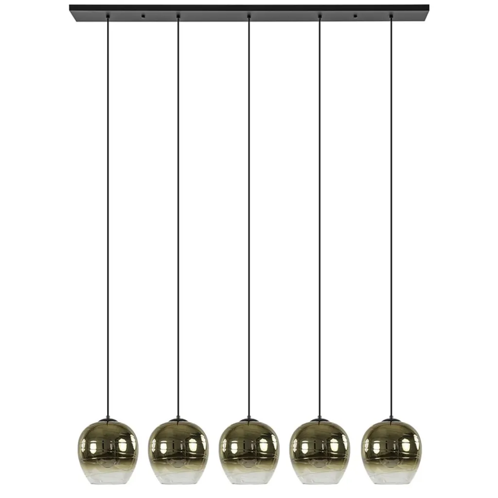 Straluma 5-Lichts eettafelhanglamp gold gradient glas> Eettafellampen|Keukenverlichting