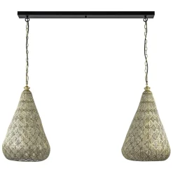Straluma 2-Lichts eettafelhanglamp mat goud/zwart oriental> Eettafellampen|Keukenverlichting