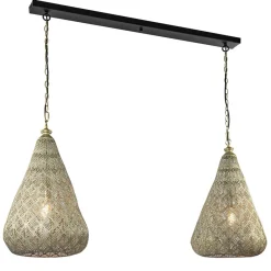 Straluma 2-Lichts eettafelhanglamp mat goud/zwart oriental> Eettafellampen|Keukenverlichting
