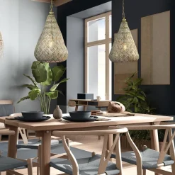 Straluma 2-Lichts eettafelhanglamp mat goud/zwart oriental><noscript><img width=