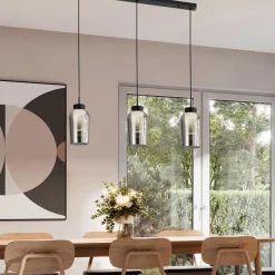 Straluma 3-Lichts hanglamp balk zwart/marmer met smoke glas><noscript><img width=