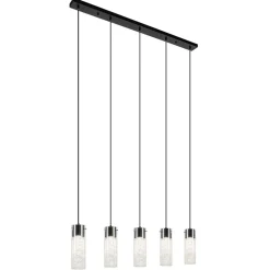 Straluma 5-Lichts hanglamp cilinder helder glas met zwart> Eettafellampen|Pendel Lampen