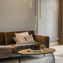 Straluma 3-Lichts hanglamp cilinders mat zwart met goud rond><noscript><img width=