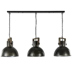 Straluma 3-Lichts hanglamp Shelly landelijk metaal met hout> Eettafellampen|Light and Living