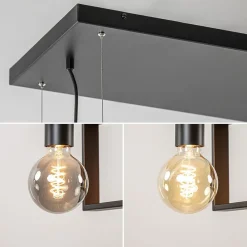 Straluma 4-Lichts hanglamp zwart met zwarte houten planken><noscript><img width=