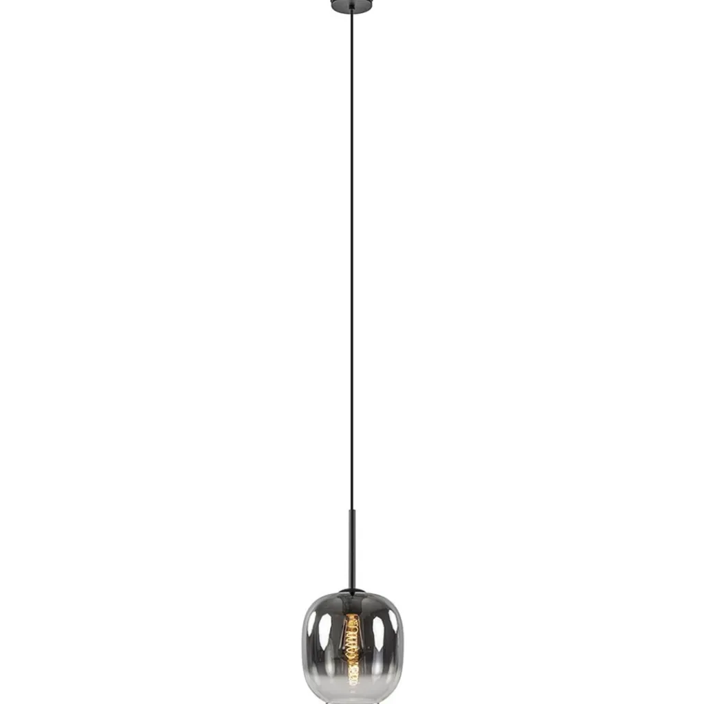 Straluma 1-Lichts hanglamp zwart met smoke/helder glas> Hanglampen|Luxe Verlichting