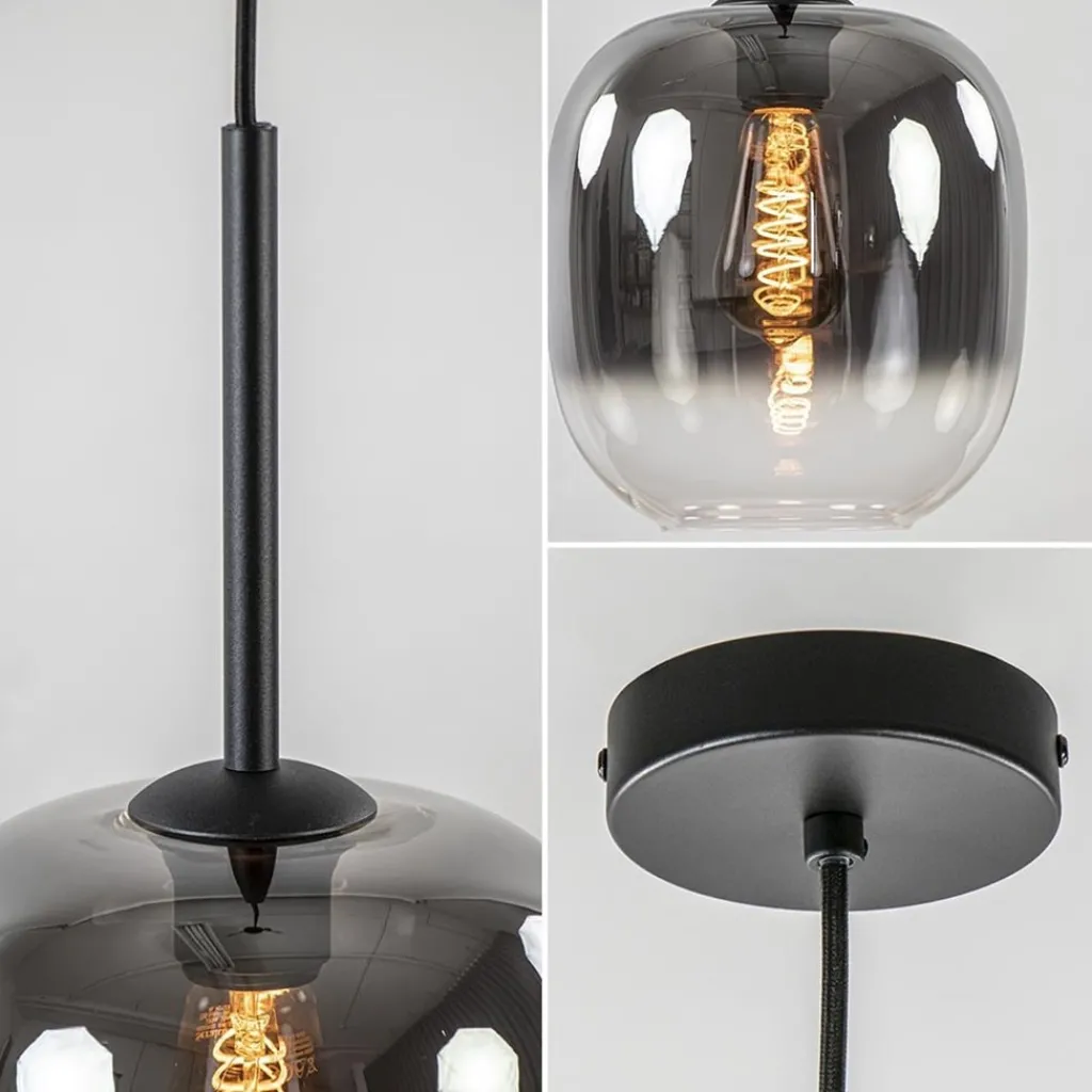 Straluma 1-Lichts hanglamp zwart met smoke/helder glas> Hanglampen|Luxe Verlichting
