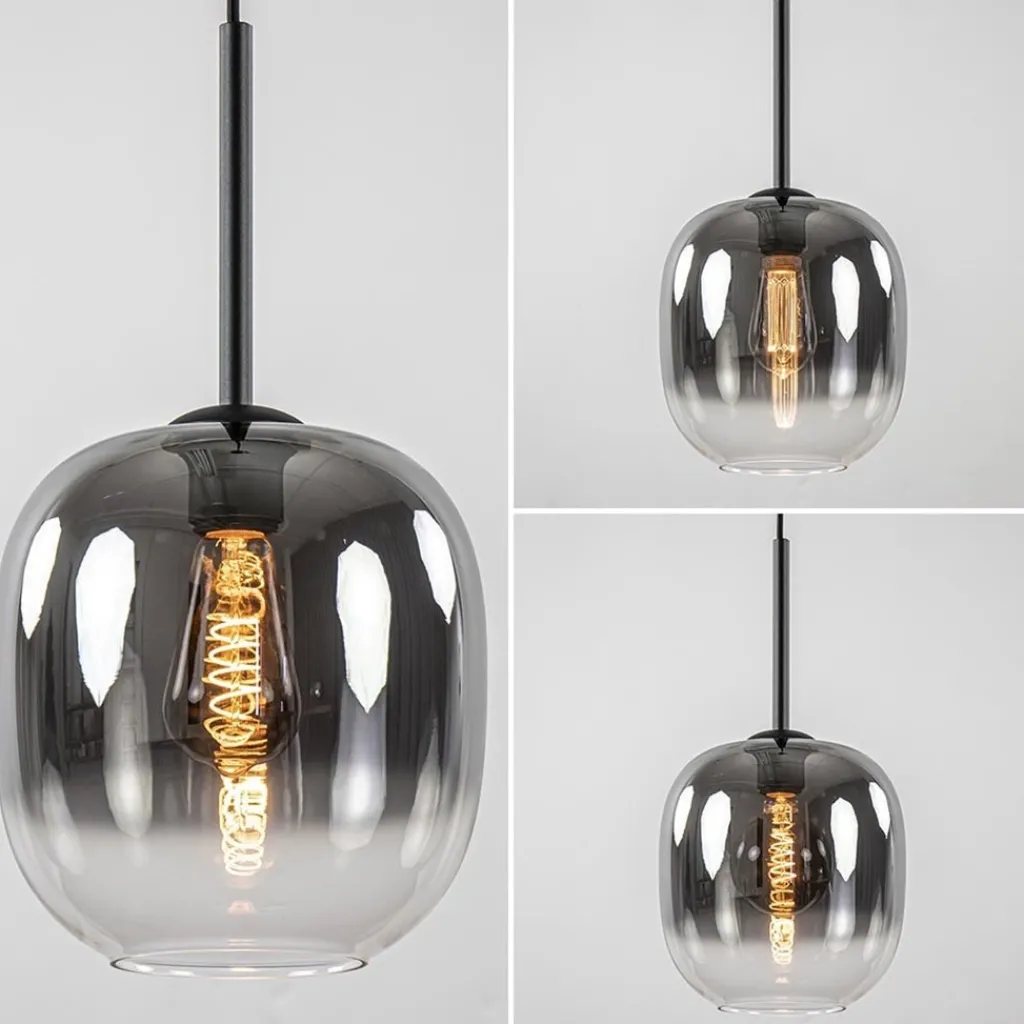 Straluma 1-Lichts hanglamp zwart met smoke/helder glas> Hanglampen|Luxe Verlichting