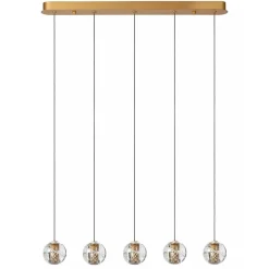 Straluma 5-Lichts LED eettafelhanglamp goud met glas> Hanglampen|Eettafellampen