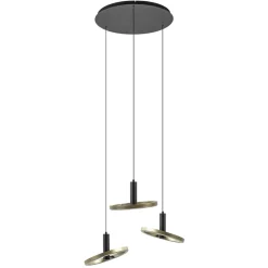 Straluma 3-Lichts LED hanglamp ringen rond zwart/goud dimbaar> Hanglampen|Eettafellampen