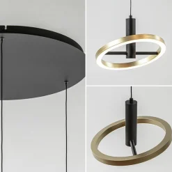 Straluma 3-Lichts LED hanglamp ringen rond zwart/goud dimbaar><noscript><img width=