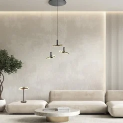 Straluma 3-Lichts LED hanglamp ringen rond zwart/goud dimbaar><noscript><img width=