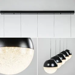 Straluma 5-Lichts LED hanglamp zwart met diamant zand 3-standen dimbaar><noscript><img width=