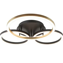 Straluma 3-Lichts LED plafondlamp zwart/goud 3-standen dimbaar> Plafondlampen|LED Plafondlampen