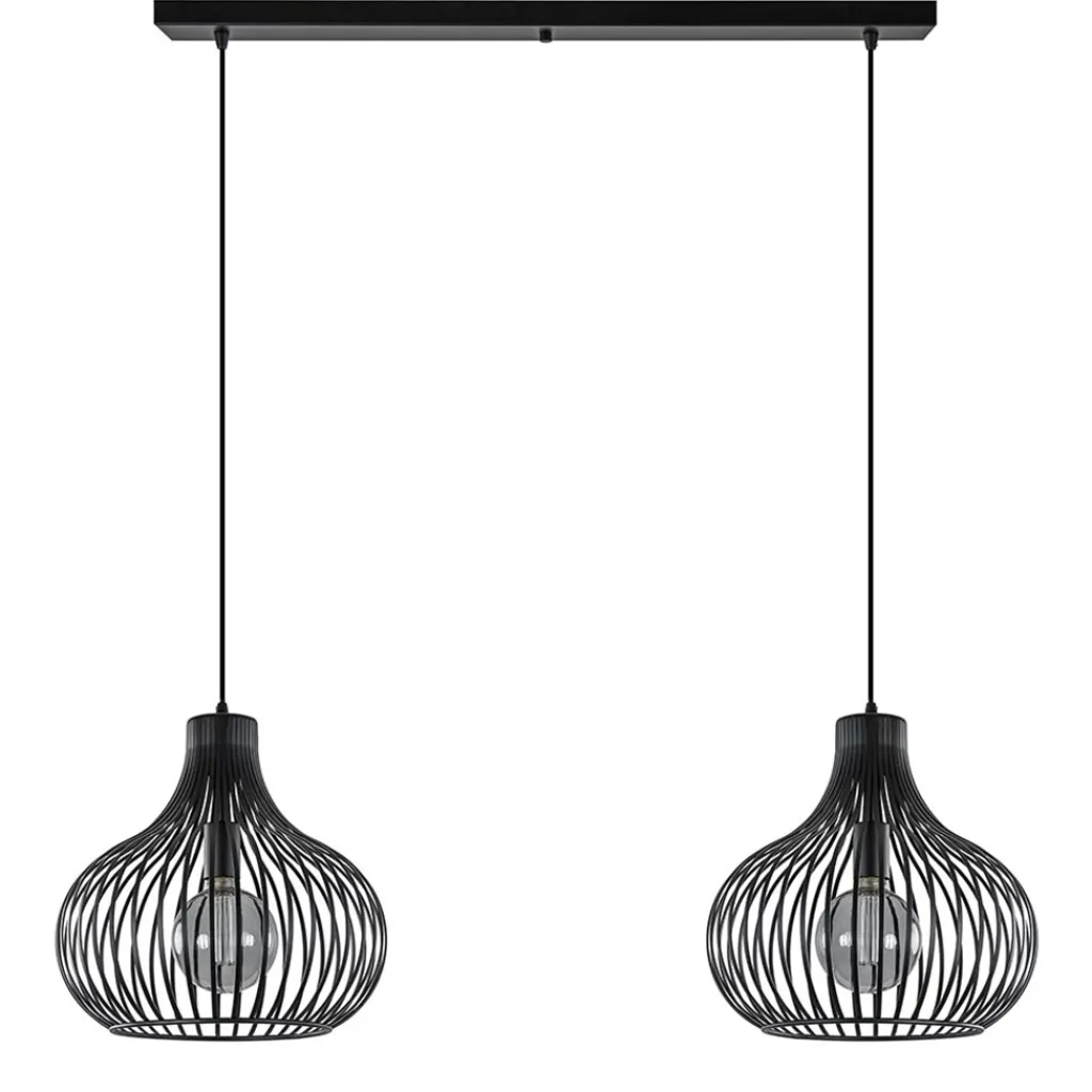 Straluma 2-Lichts moderne hanglamp draad zwart> Eettafellampen|Draadlampen