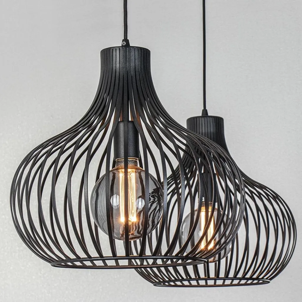 Straluma 2-Lichts moderne hanglamp draad zwart> Eettafellampen|Draadlampen