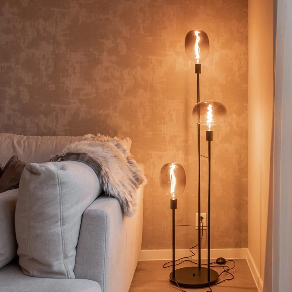 Straluma 3-Lichts moderne vloerlamp mat zwart exclusief lichtbron> Woonkamerlampen|Vloerlampen