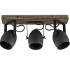 Straluma 3-Lichts opbouwspot mat zwart met hout> Opbouwspots|Woonkamerlampen