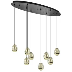 Straluma 8-Lichts ovale hanglamp eggs zwart/goud> Hanglampen|Eettafellampen